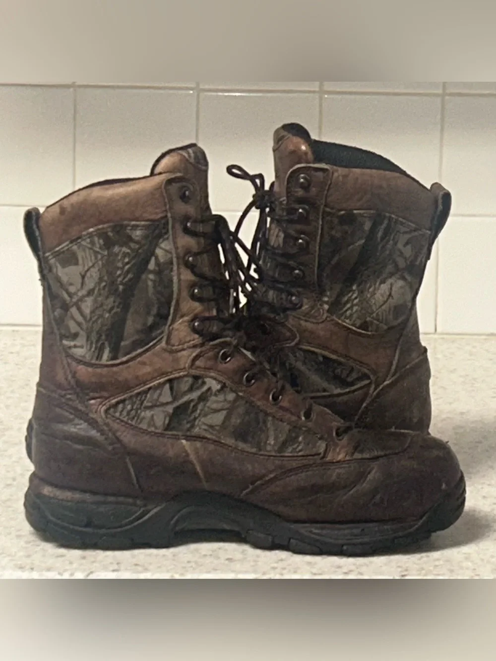 Danner GORE-TEX Men' Brown Camo  Waterproof Hunting Boots Full Grain Leather 9.5
